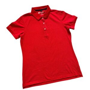 Pacer Basic Polo Shirt Womens Medium Red Short Sleeve Pique Knit Casual Top